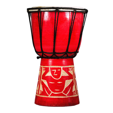 Djembe - Mini Carved Mahogany - Red Finish