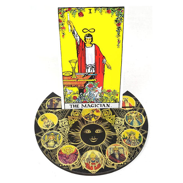Wooden Crescent Tarot Card Holder 5" The Witches Sage LLC Wooden Crescent Tarot Card Holder 5" The Witches Sage LLC