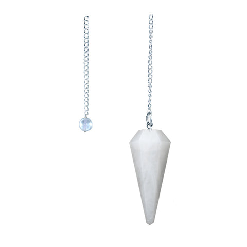 6 sided Pendulum - White Agate