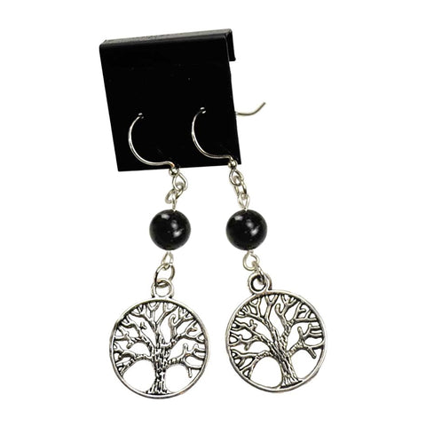Black Onyx Tree of Life Earrings