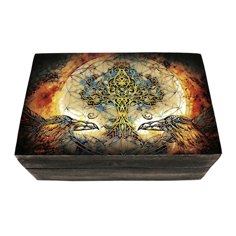 Tree of Life with Crows Wooden Box