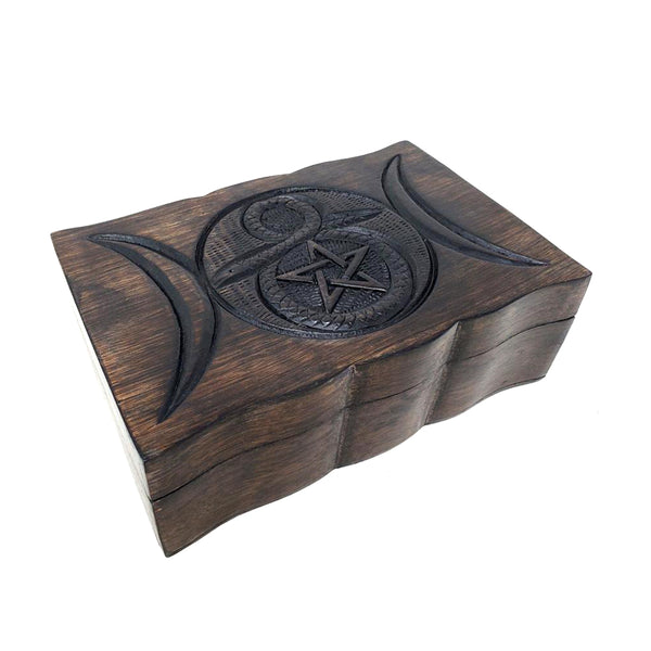 Pentagram Cobra Carved Wood Box
