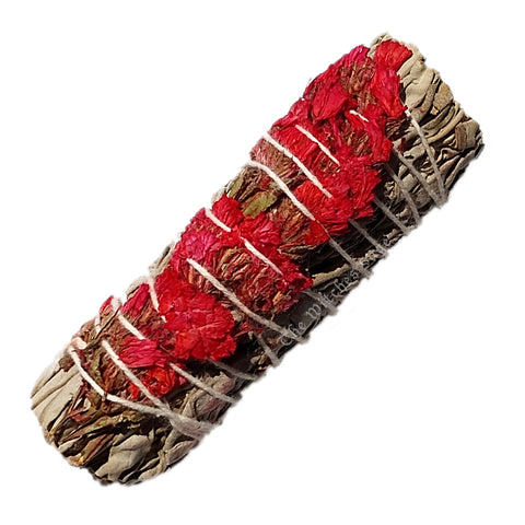 Red Sinuata Flowers with White Sage Smudge Stick