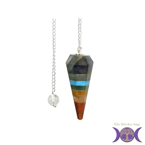 Seven Chakra Gemstone Layers Pendulum