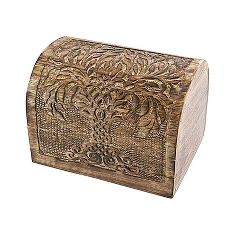 Tree of Life Carved Wooden Chest