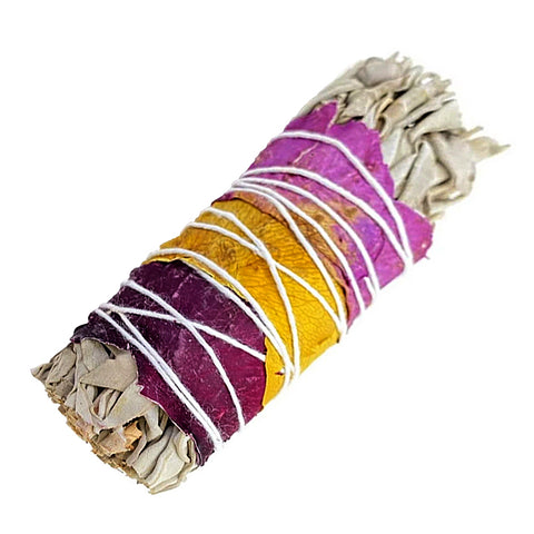White Sage & Rose Petals Smudge Stick