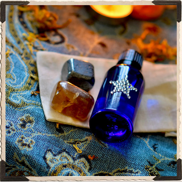 SHINE! Alchemy Oil 1oz. Calendula, Raspberry & Black Vanilla With Hematite & Citrine Stones. For Manifestation & Solidifying Your Intentions.