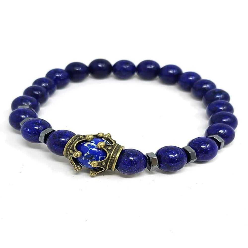 Blue Lapis Crown Stretchable Bracelet