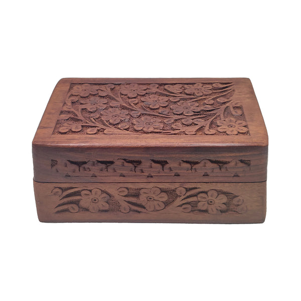 Floral Design Handcrafted Wooden Box 6" x 4"