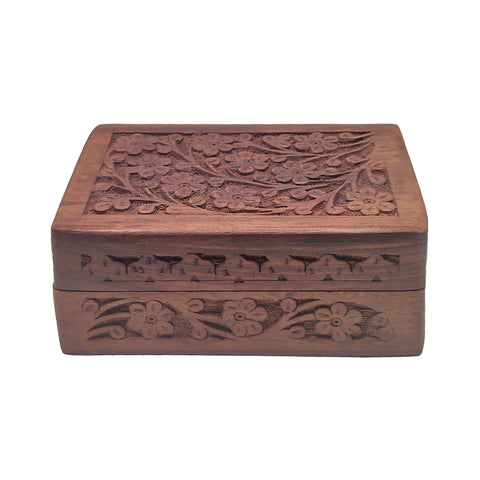 Floral Design Handcrafted Wooden Box 6" x 4"