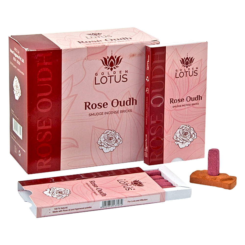 Golden Lotus Rose Oudh Smudge Incense Bricks