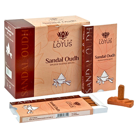 Golden Lotus Sandal Oudh Smudge Incense Bricks