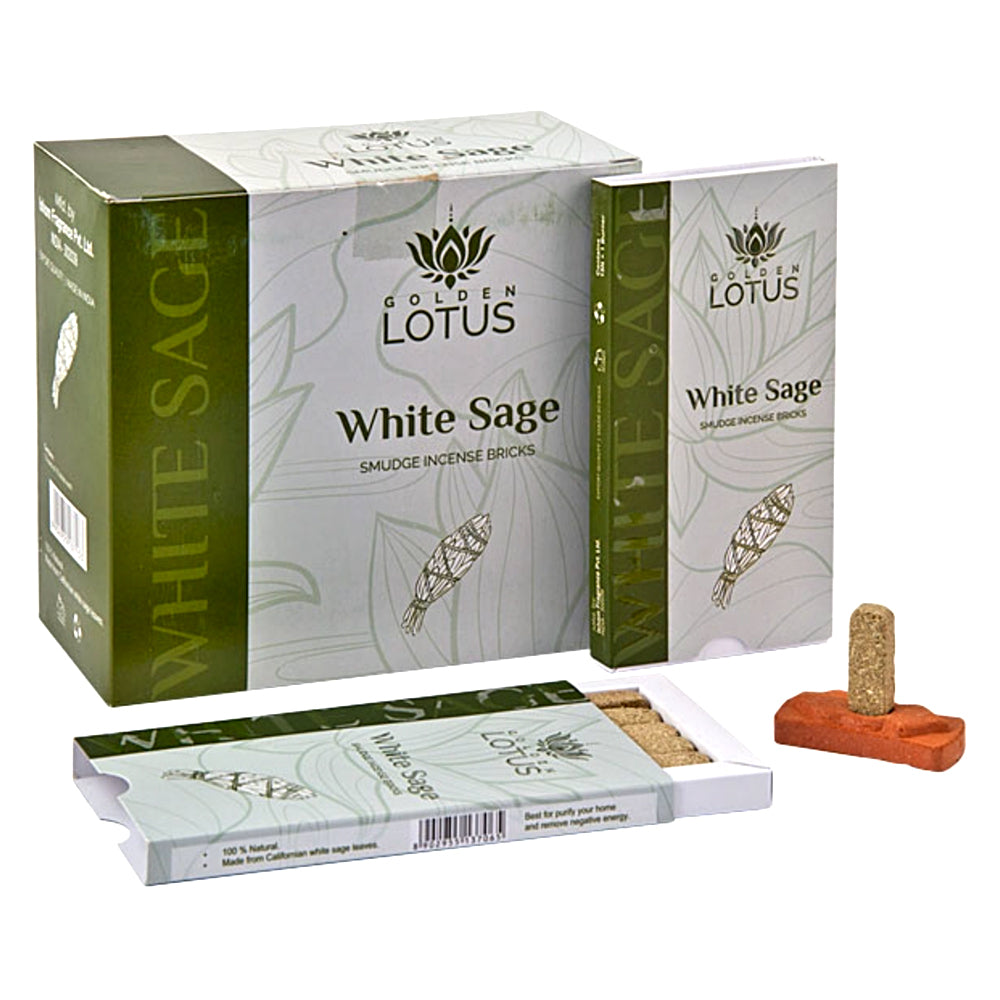 Golden Lotus White Sage Smudge Incense Bricks