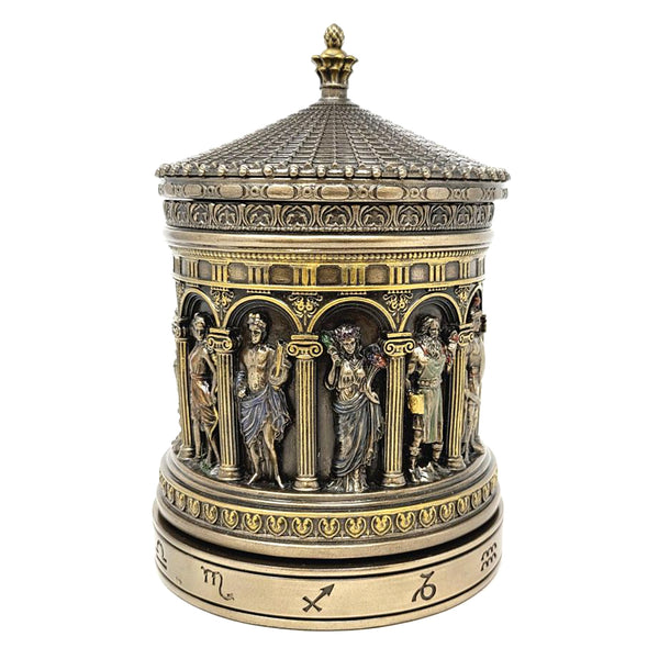 Greek Pantheon Zodiac Rotunda Rotating Trinket Box