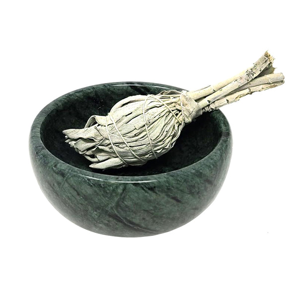 Green Marble Smudge Bowl 4"