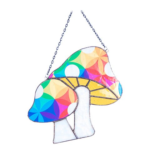 Mushrooms Stained Glass Suncatcher