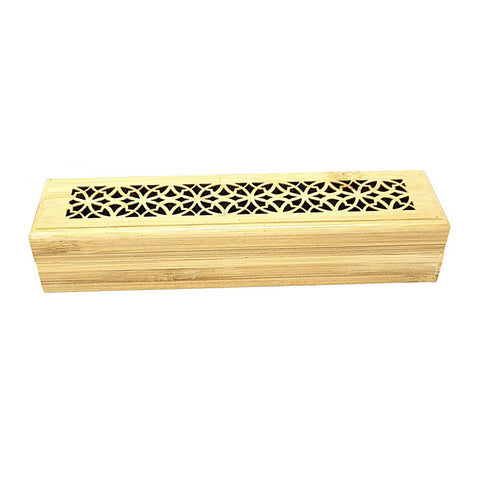 Natural Finish Wood Incense Box Burner (Fireproof Felt - Just place Incense on Top)