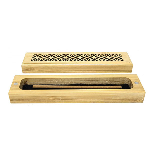 Natural Finish Wood Incense Box Burner (Fireproof Felt - Just place Incense on Top)