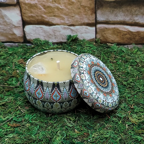 Ritual Tin Candle w/Crystals