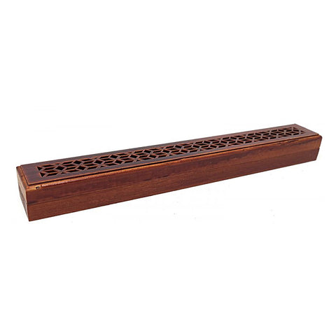 Rosewood Finish Wood Incense Box Burner (Fireproof Felt - Just place Incense on Top)