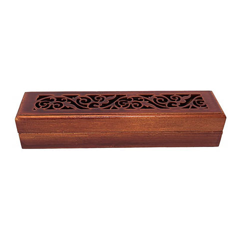 Rosewood Finish Wood Incense Box Burner (Fireproof Felt - Just place Incense on Top)