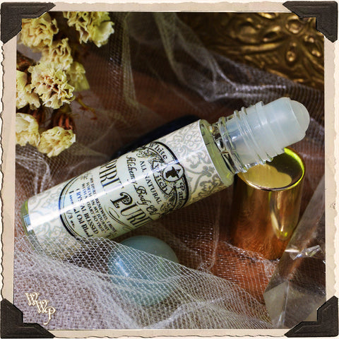 SPIRIT PURITY 1/3oz. Alchemy Oil. All Natural Potion. Cedar Wood, Blood Orange & Lavender. Blessed with Aquamarine & Iolite.