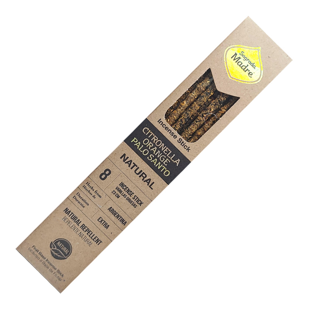 Sagrada Madre Natural Citronella, Orange, and Palo Santo Incense Sticks