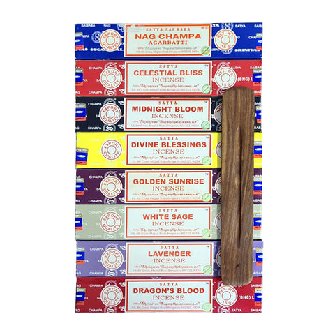 Satya Gift Set - Assorted Pack of 8 with Incense Burner - 15 Grams