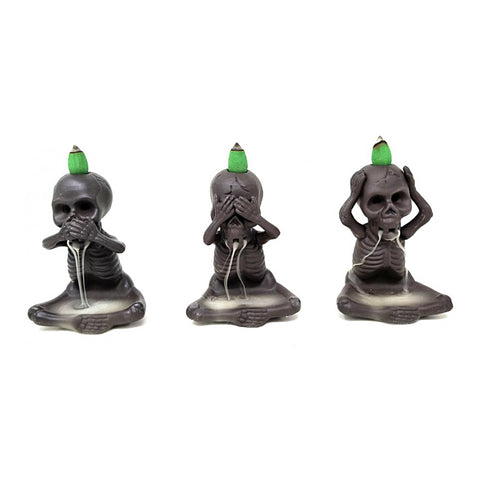 Skeleton Backflow Cone Burner -  "See No Evil, Hear No Evil, Speak No Evil"