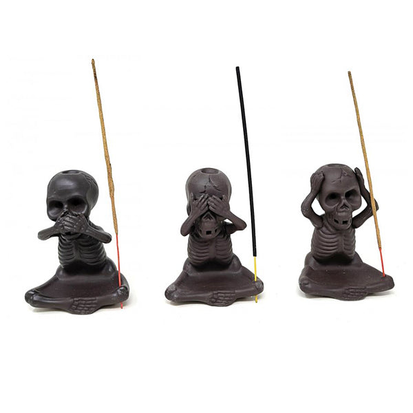 Skeleton Backflow Cone Burner -  "See No Evil, Hear No Evil, Speak No Evil"