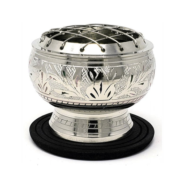 Silver finish Brass Screen Burner w/Coaster