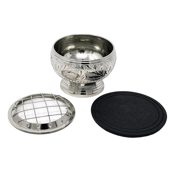 Silver finish Brass Screen Burner w/Coaster