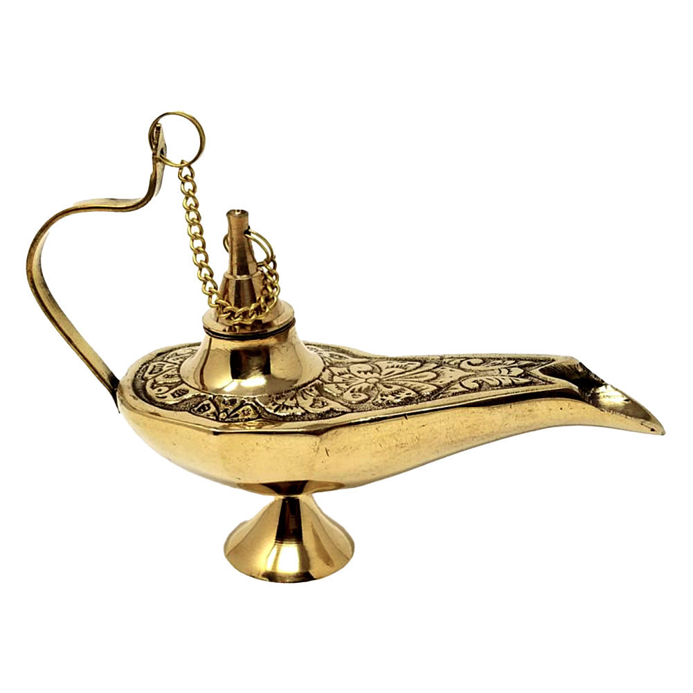 Solid Brass Aladdin Lamp 6"L ( Genie Lamp) Incense Burner