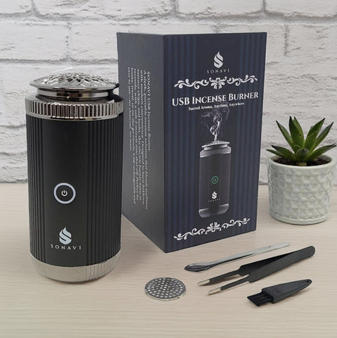 SONAVI- USB Electric Incense Burner – 6" H x 2.5" D