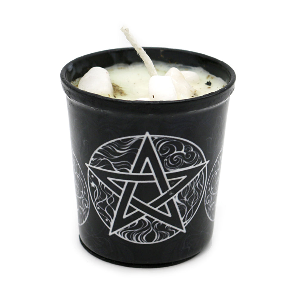 Votive Scented Candle with Herbs and Crystal Stones - Pentacle