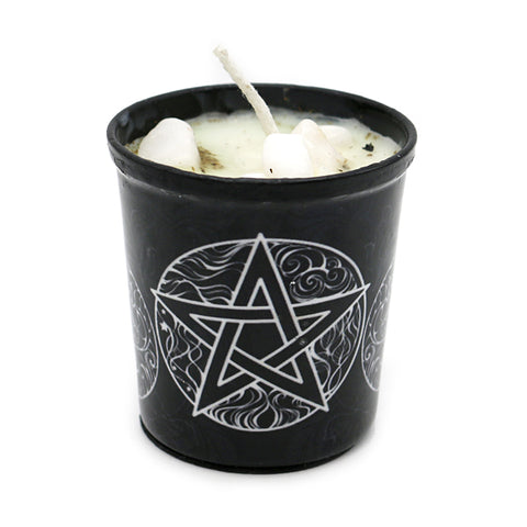 Votive Scented Candle with Herbs and Crystal Stones - Pentacle