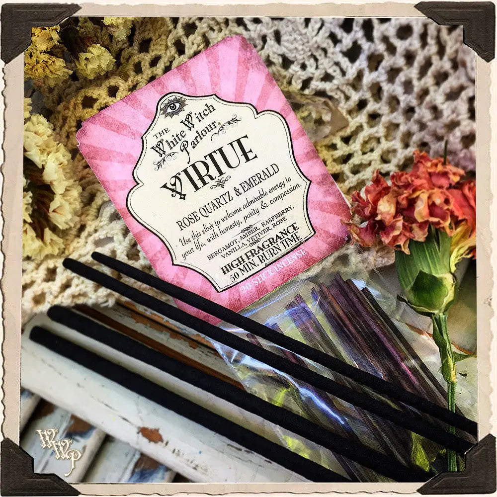 VIRTUE Elixir INCENSE. 20 Stick Pack. For Beauty, Good Faith & Gentleness.