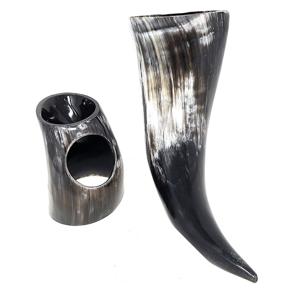 Authentic Medieval Viking Drinking Horn 24oz with Stand