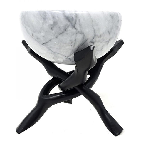 White Marble Bowl w/Cobra Stand