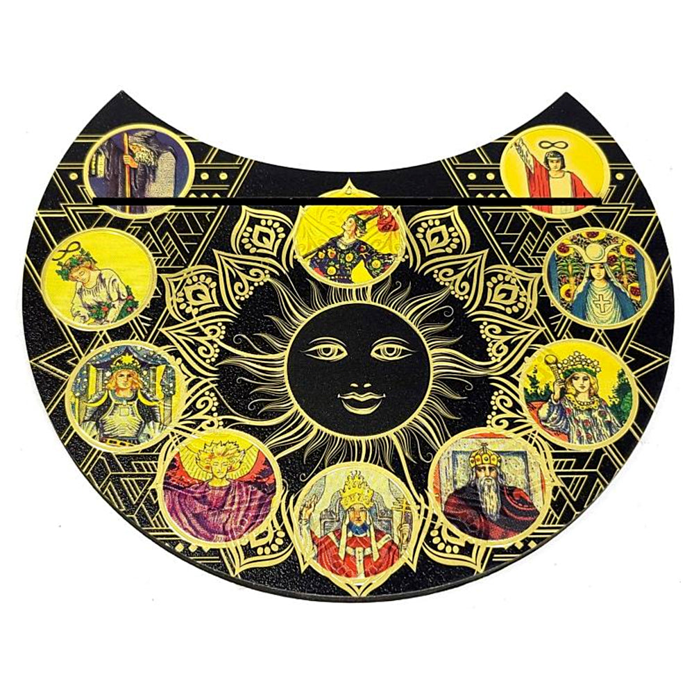Wooden Crescent Tarot Card Holder - Black/Gold Tarot 5 Wooden Crescent Tarot Card Holder - Black/Gold Tarot 5