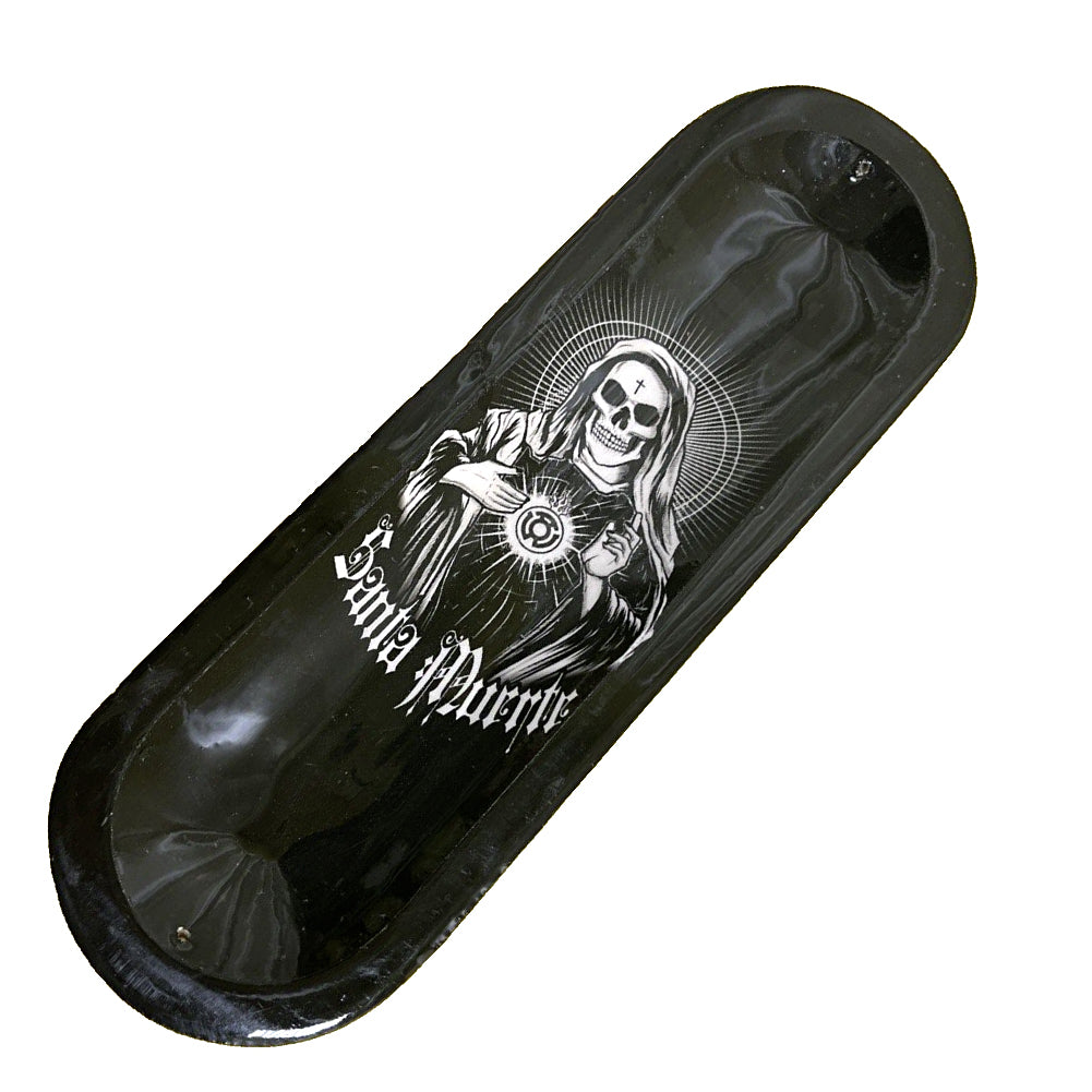 Santa Muerte Boat Wooden Handmade Incense Holder - Black