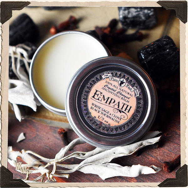 EMPATH 1/2oz. ALL NATURAL SOLID PERFUME. White Sage, Clove Bud & Black Tourmaline For Psychic Energy Protection.