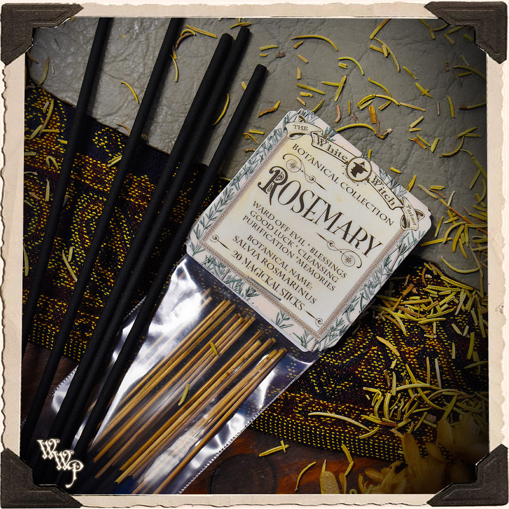 ROSEMARY INCENSE. 20 Stick Pack. Single-Note Botanical. For Warding Off Evil Spirits, Psychic Detox & Purification.