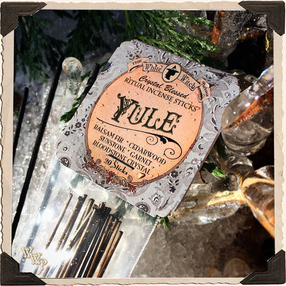 YULE INCENSE. 20 Stick Pack. Winter Solstice. Scent of Balsam Fir Pine & Cedarwood. Blessed by Sunstone, Garnet & Bloodstone.