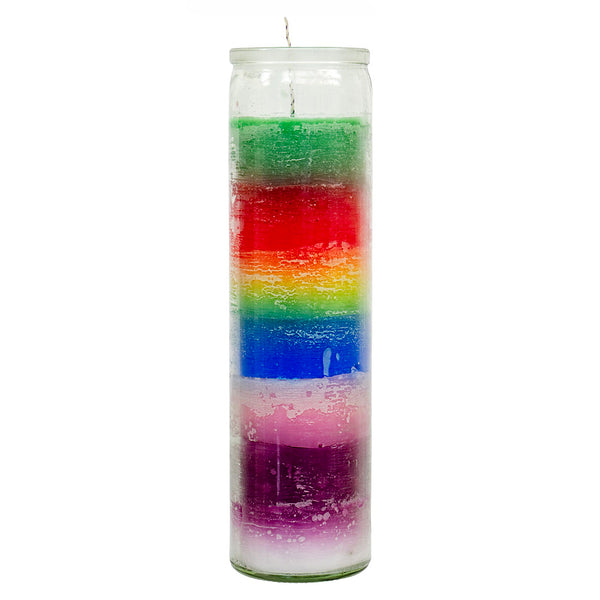 7 Day Multicolor Glass Prayer Candle The Witches Sage LLC