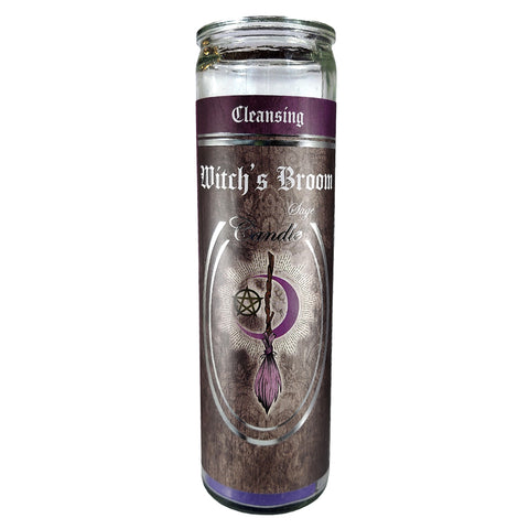 7 Day Glass Ritual Candle - Witch's Broom - Sage