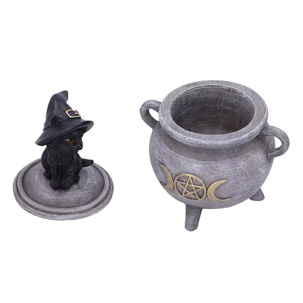 Black Cat on Cauldron Trinket Box