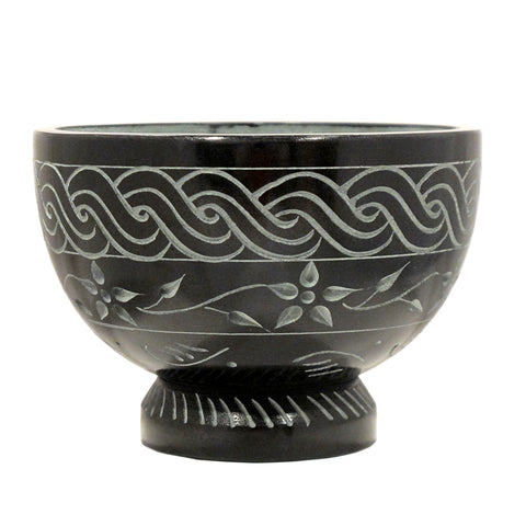 Black SoapStone Carved Bowl