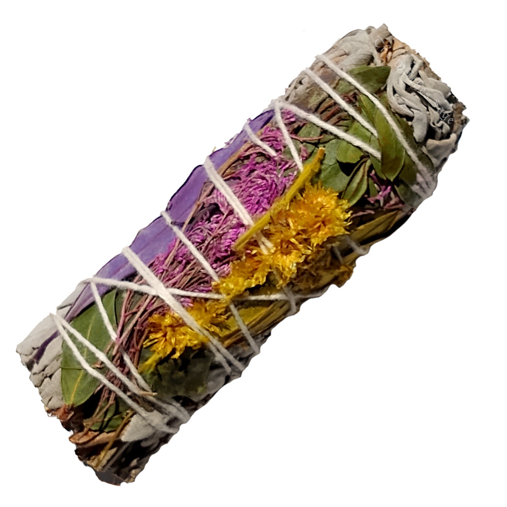 White Sage with Calendula Floral Flowers Smudge Stick