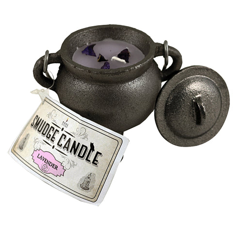 Lavender Smudge Candle in Cast Iron Cauldron